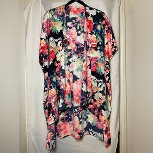 Preloved 12 PM by Mon Ami Floral Multicolor Kimono / Beach Cover Up Size Medium